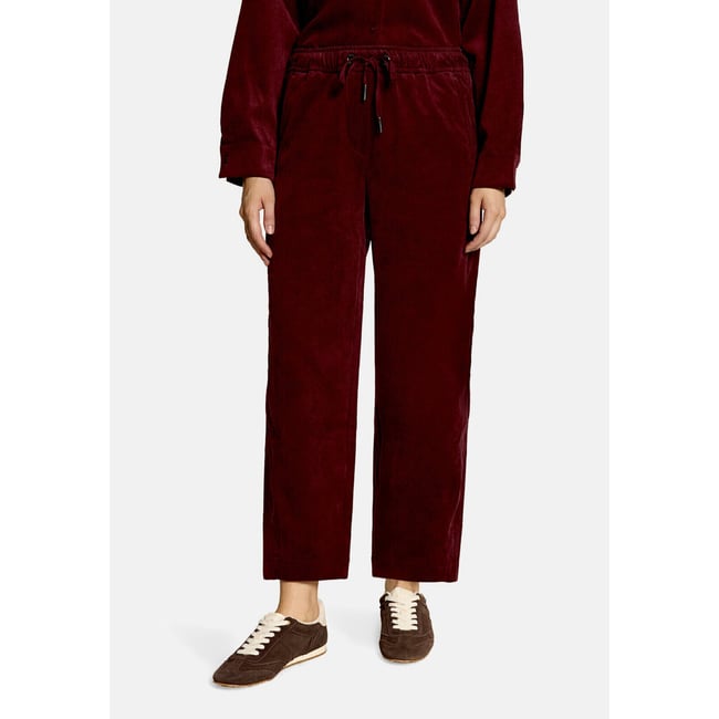 Pantalon casual à taille élastique fall burgundy <span itemprop=