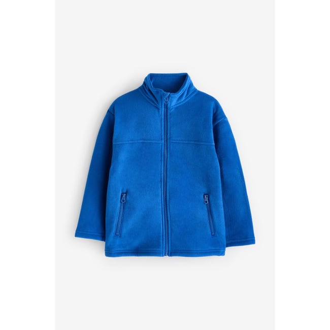 Polaire zippée avec poches bleu cobalt <span itemprop=