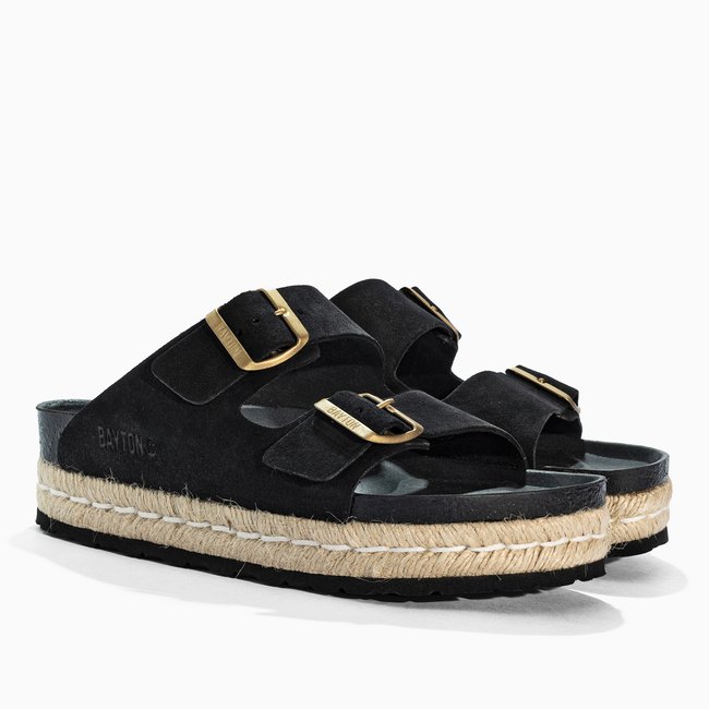 Sandales en cuir suédé ATLAS pour femme black <span itemprop=