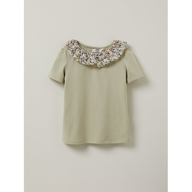 T-shirt col en Tissu Liberty en coton Biologique tilleul <span itemprop=