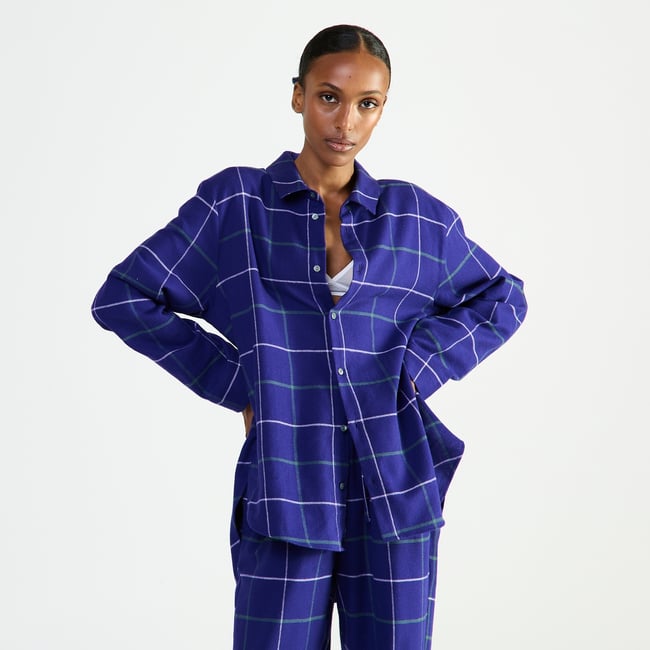 Chemise col classique en flanelle de coton DUO CHAUD boreales <span itemprop=