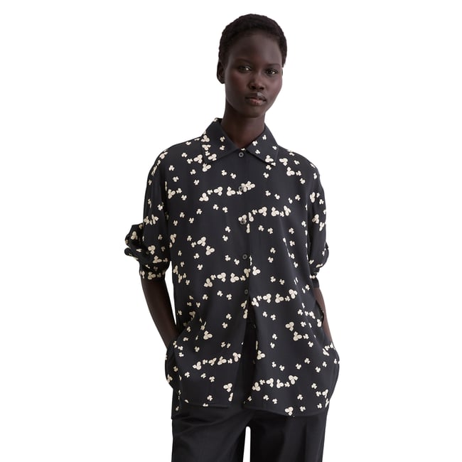 Blouse imprimée relaxed en LENZING™ ECOVERO™ bleu fooncé <span itemprop=