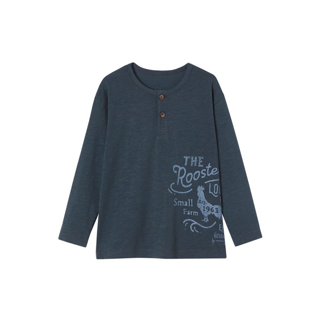 Tee-shirt col tunisien marine <span itemprop=