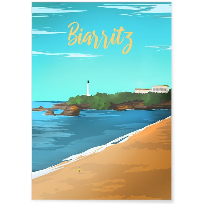 Affiche ville Biarritz Couleur blanc <span itemprop=