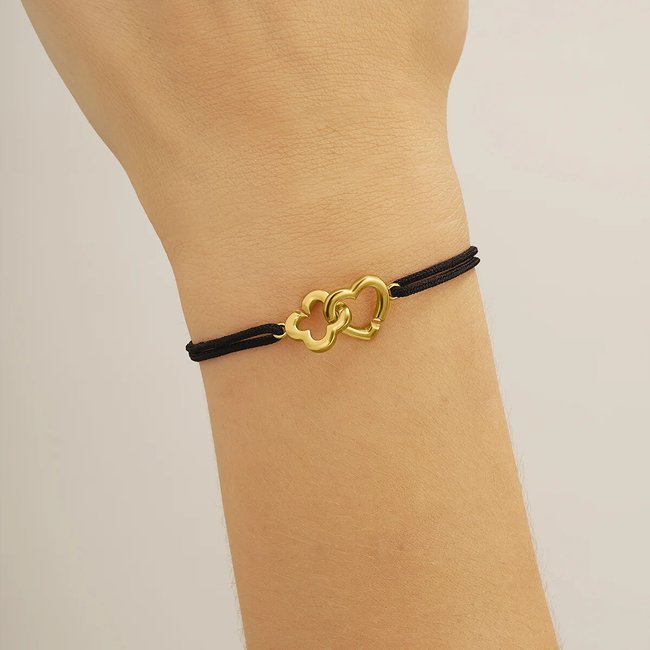PASSION Heart and Clover Intertwined Bracelet in Golden Silver, gold-coloured, CHARLES GARNIER