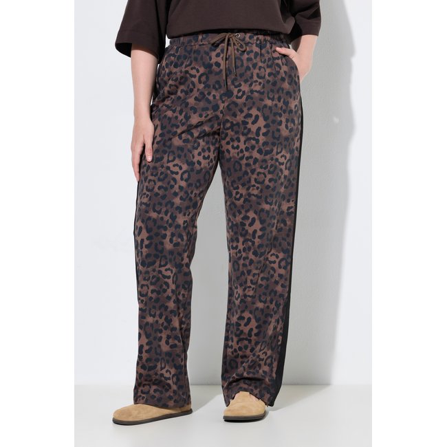 Pantalon Rose en molleton, motif léopard taupe foncé <span itemprop=