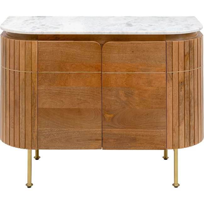 Buffet 2 portes en manguier et marbre, GRACE Couleur bois <span itemprop=