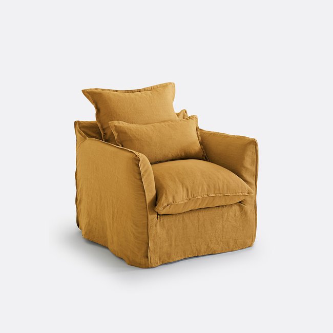 Fauteuil in gekreukt linnen, Odna - LA REDOUTE INTERIEURS