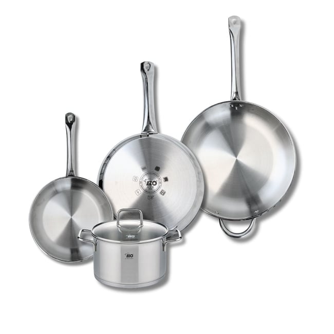 Batterie 3 poêles 24/28/32cm + 1 faitout 20cm PROFI CITRIN gris <span itemprop=