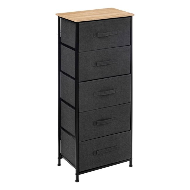 Meuble de rangement 5 tiroirs TISSA Couleur gris foncé <span itemprop=