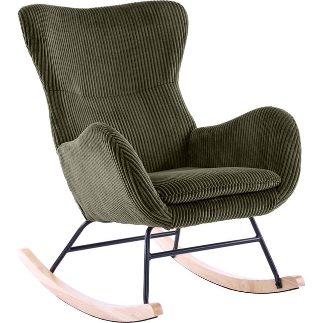Rocking-chair en velours côtelé - BEA Couleur vert kaki <span itemprop=