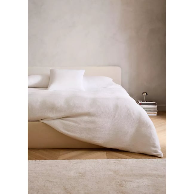 Housse de couette gaze de coton lit 150/160 cm blanc cassé <span itemprop=