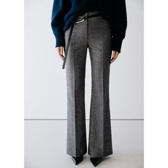 Pantalon de costume laine jaspée gris chiné moyen <span itemprop=