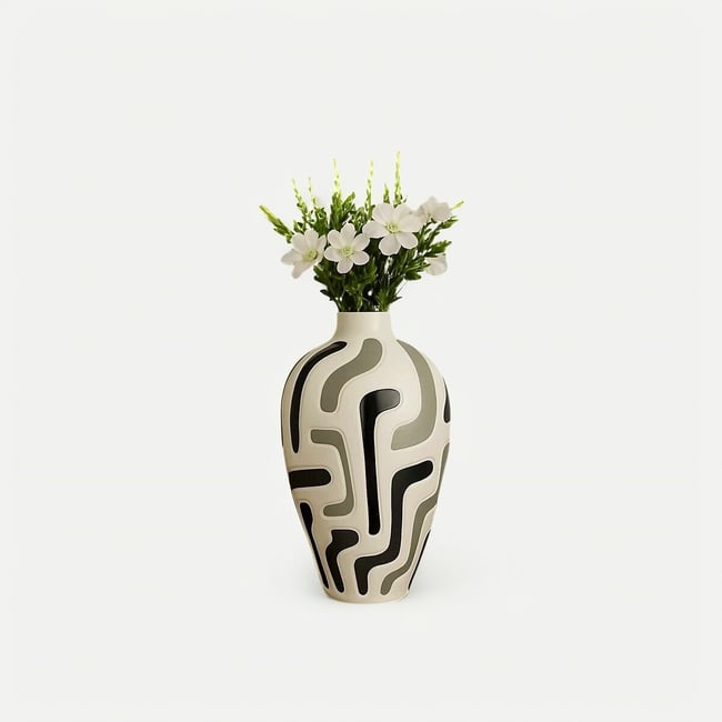 Декоративный горшок Whitevas / Вайтвес черный + белый SO'HOME