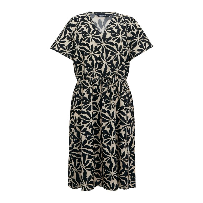 Robe mi-longue motif/style floral abstrait ELONA multicolore <span itemprop=