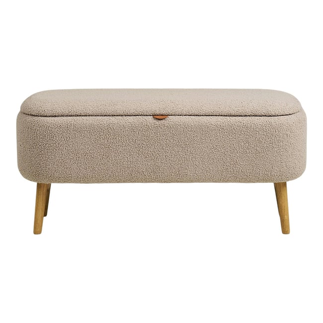 Banc coffre d'entrée en bouclette beige BERLIN Couleur beige <span itemprop=