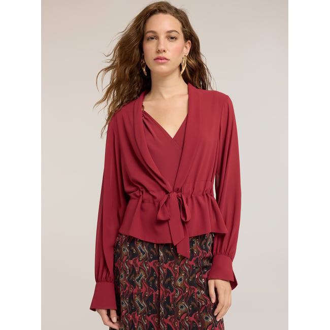 Blouse avec col châle burgundy <span itemprop=