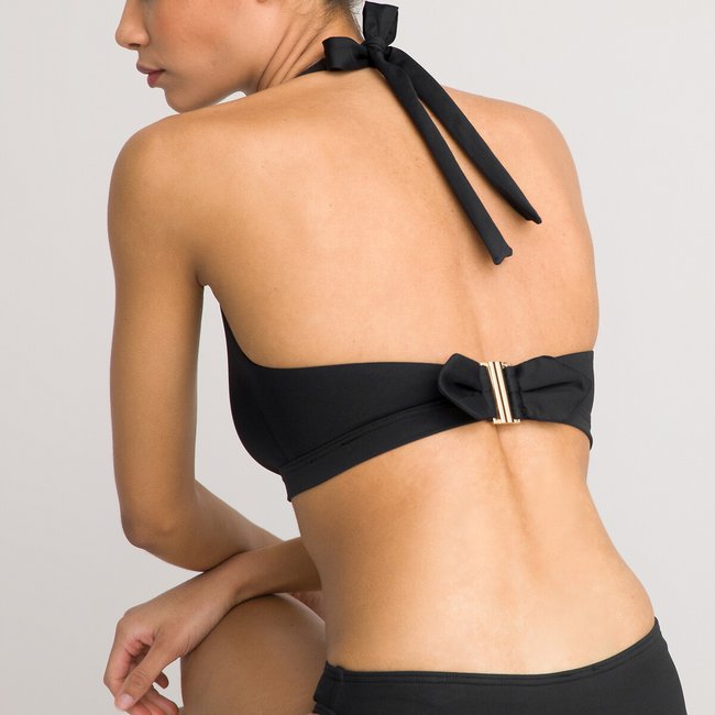 Halterneck bikini top with bow detail at the back La Redoute Collections La Redoute