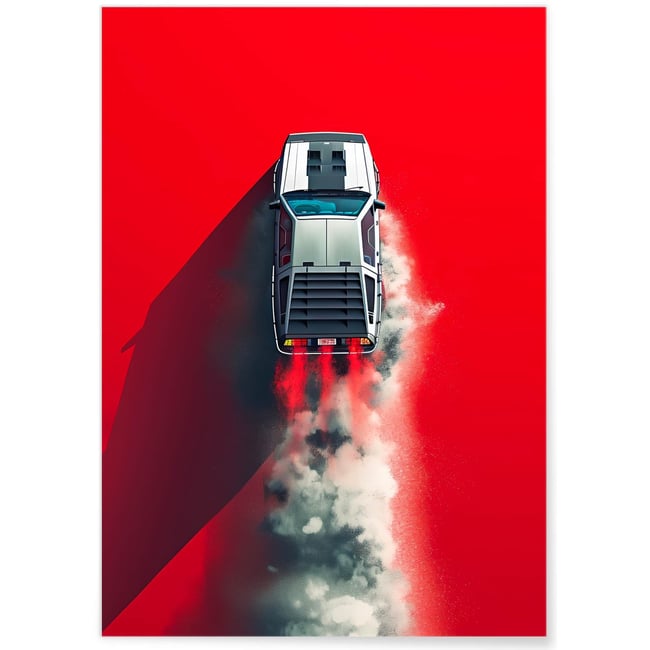 Affiche DeLorean futuriste - Hommage à une icône Couleur blanc <span itemprop=