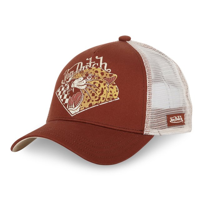 Casquette trucker GUEPARD marron/beige/orange <span itemprop=
