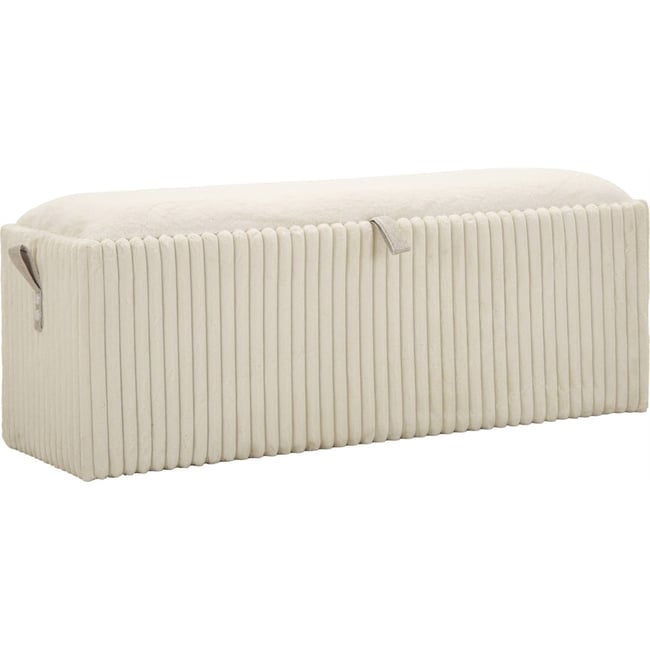 Banc coffre scandinave tissu côtelé MODERN Couleur blanc écru <span itemprop=