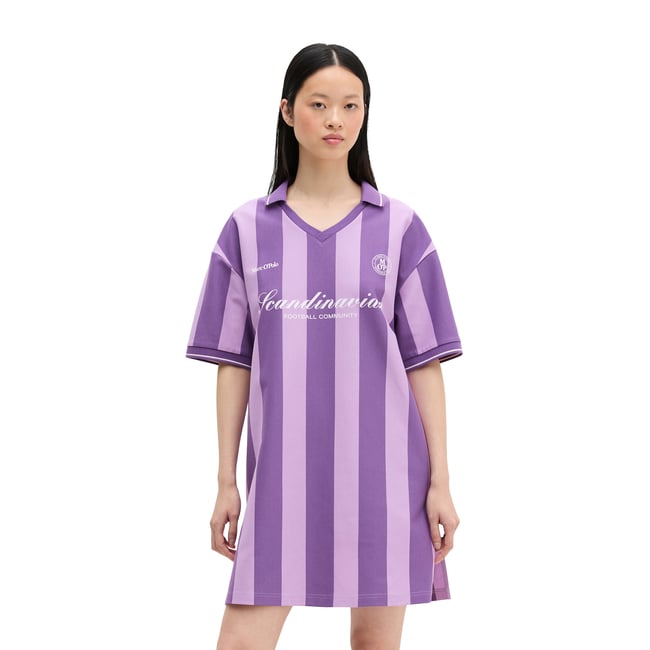 MOP Club '67 Football Maillot Dress, Striped en jersey interlock violet <span itemprop=