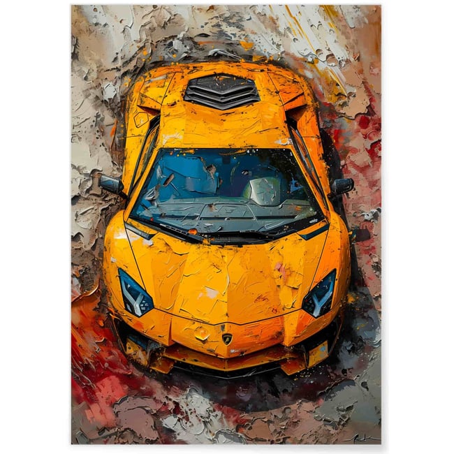 Affiche supercar - Style peinture moderne Couleur blanc <span itemprop=