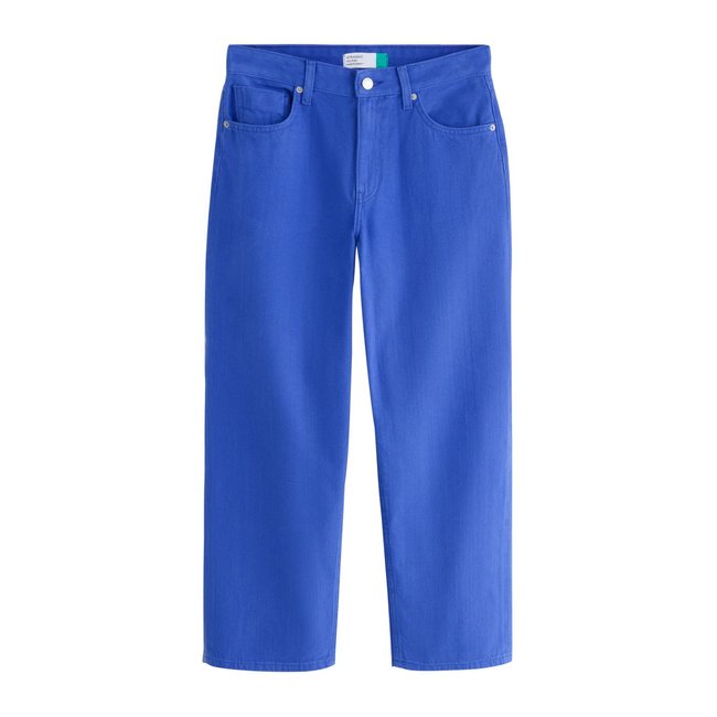 Jean droit longueur cheville bleu cobalt <span itemprop=