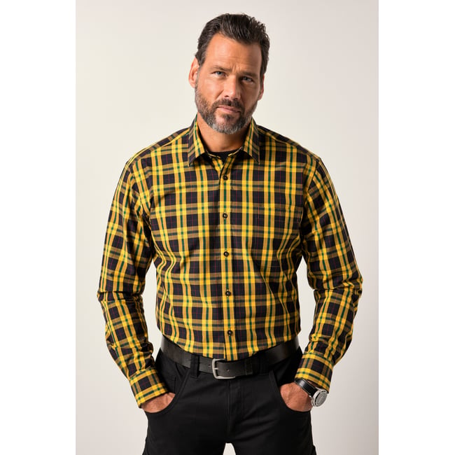 Chemise à carreaux curry <span itemprop=