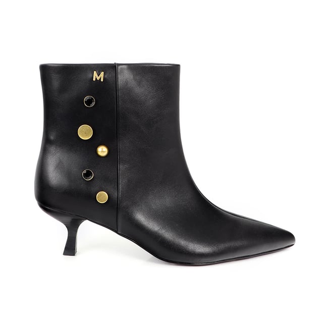 Bottines cloutées à talons en faux cuir noir <span itemprop=