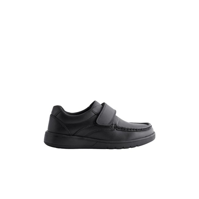 Chaussures en cuir à fermeture scratch noir <span itemprop=