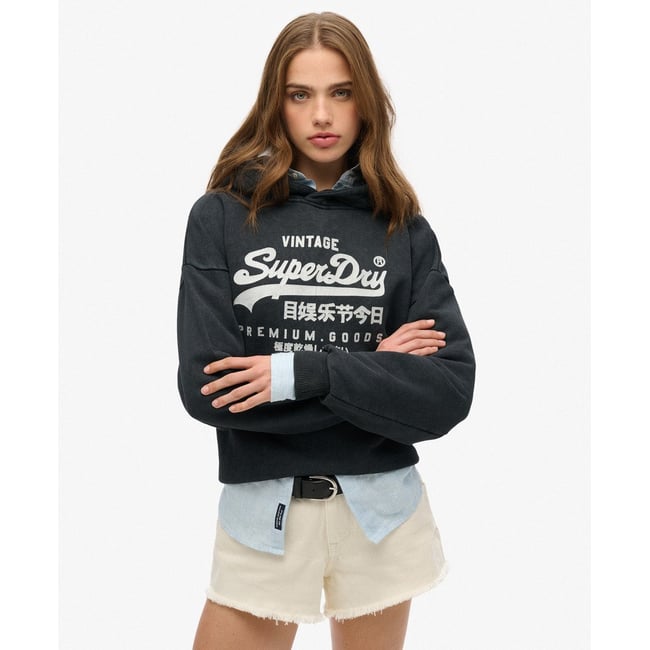 Sweat à capuche avec logo noir moyen ampli <span itemprop=