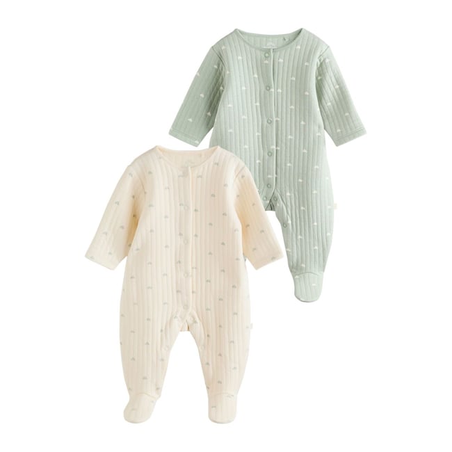 Grenouillère matelassée bébé, lot de 2 vert sauge <span itemprop=