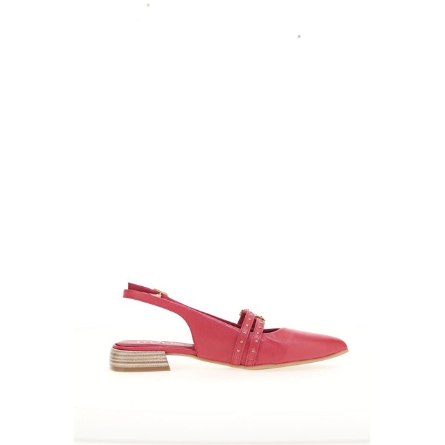 Ballerines Slingback pointues en cuir rouge <span itemprop=