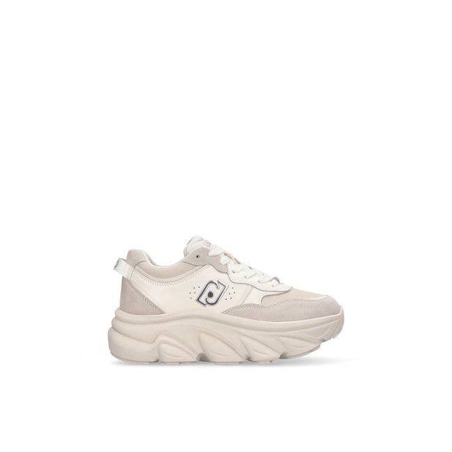 Sneakers à semelle épaisse en daim et en mesh lait <span itemprop=