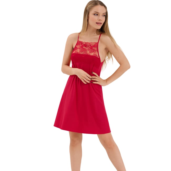 Nuisette à fines bretelles Sympathy rouge <span itemprop=