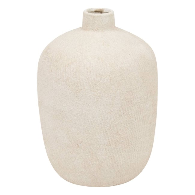 Vase amphore strié en grès ROMIA Couleur beige <span itemprop=