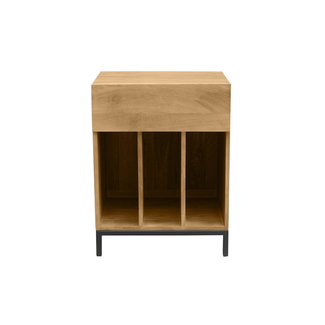Meuble de rangement vinyles en bois massif et métal noir L50 cm YPSTER - MILIBOO