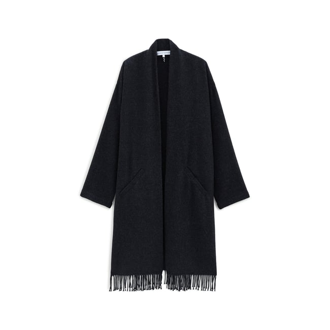 Poncho long  en laine LAURENCE charcoal <span itemprop=