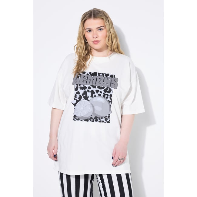T-shirt oversize, motif Lemons blanc cassé <span itemprop=