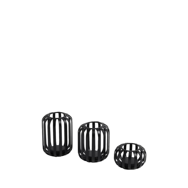 Porte-bougie en fil de fer, lot 3 Couleur noir <span itemprop=