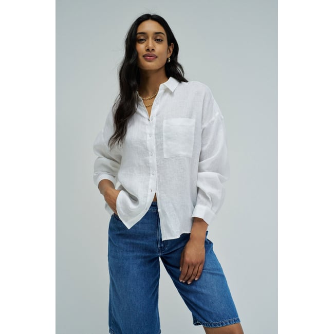 CHEMISE EN LIN blanc <span itemprop=