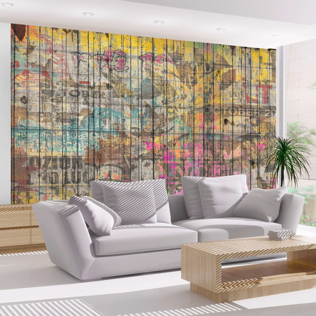 Papier peint intissé panoramique Textes Freestyle Couleur multicouleur <span itemprop=