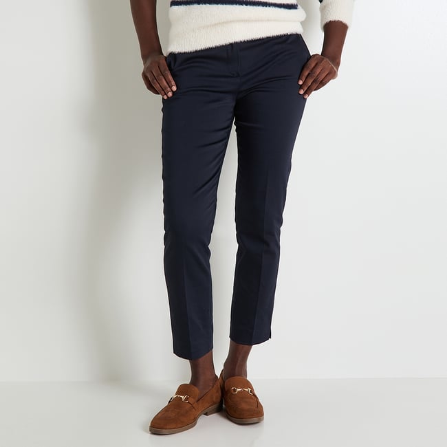 Pantalon cigarette bleu <span itemprop=
