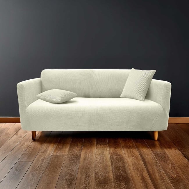 Housse De Canapé Extensible En Polyester Gaufré Coloris Noir - DECORATIE