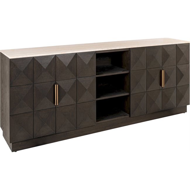 Buffet rectangulaire en bois avec plateau en marbre Claremont Couleur marron foncé effet bois marbre <span itemprop=