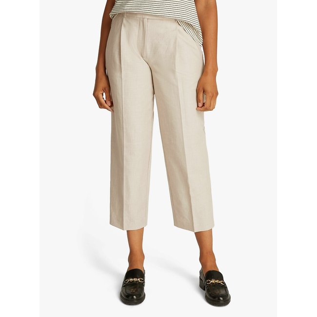 Ankle Grazer Trousers with Wide Leg, beige, TOMMY HILFIGER