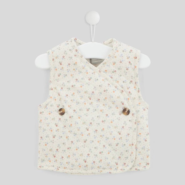 Gilet sans manches imprimé en sherpa shantung <span itemprop=