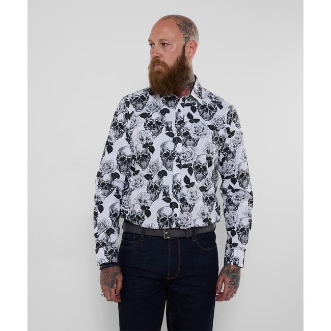 Chemise Imprimé Tête de Mort Monochrome noir <span itemprop=