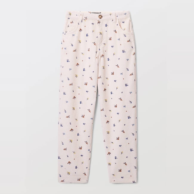Pantalon en velours côtelé imprimé amaretti <span itemprop=